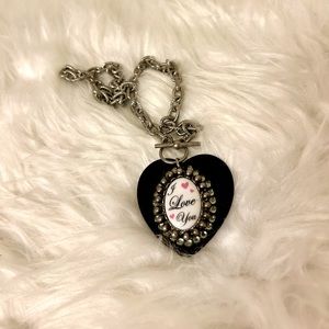 Tarina Tarantino “I love you” Black Heart Chain Necklace
